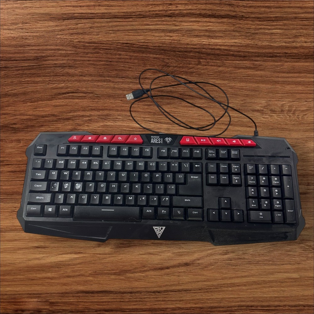 GAMDIAS ARES V2 Gaming Keyboard USB Wired Ergonomic Red‎ Accents PC Computer